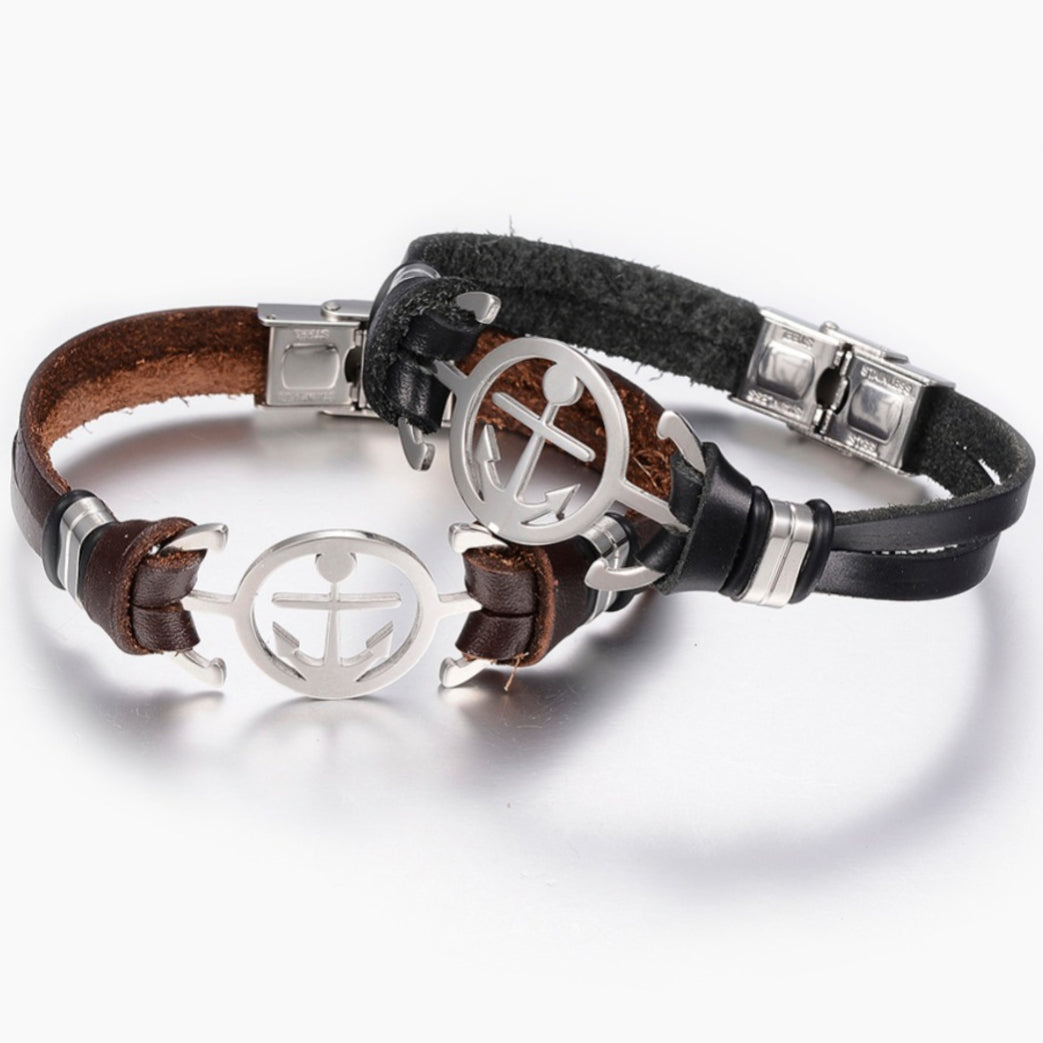 Anchor Leather Bracelet. image 0