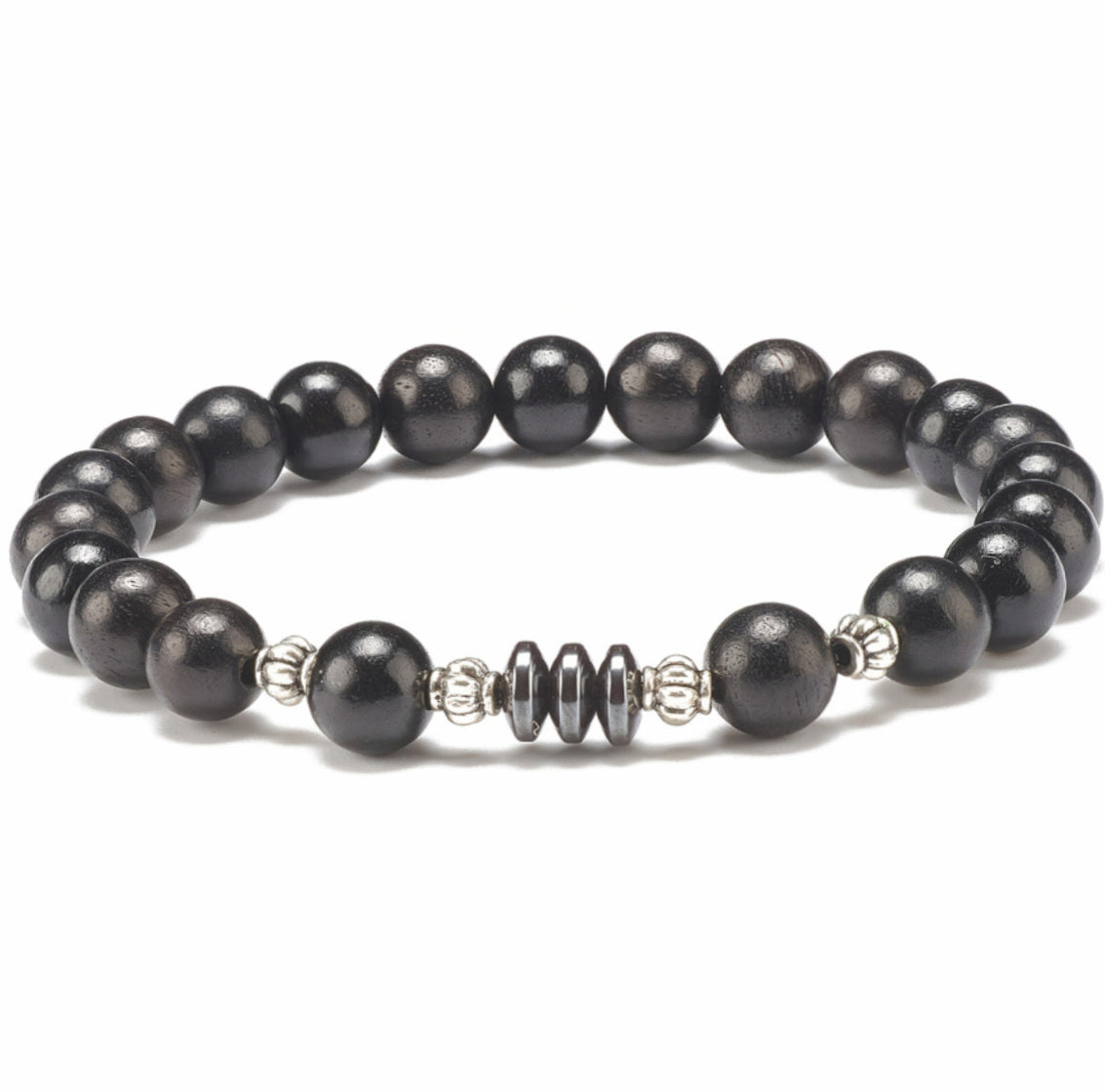 Natural Wood Hematite Bracelet image 0