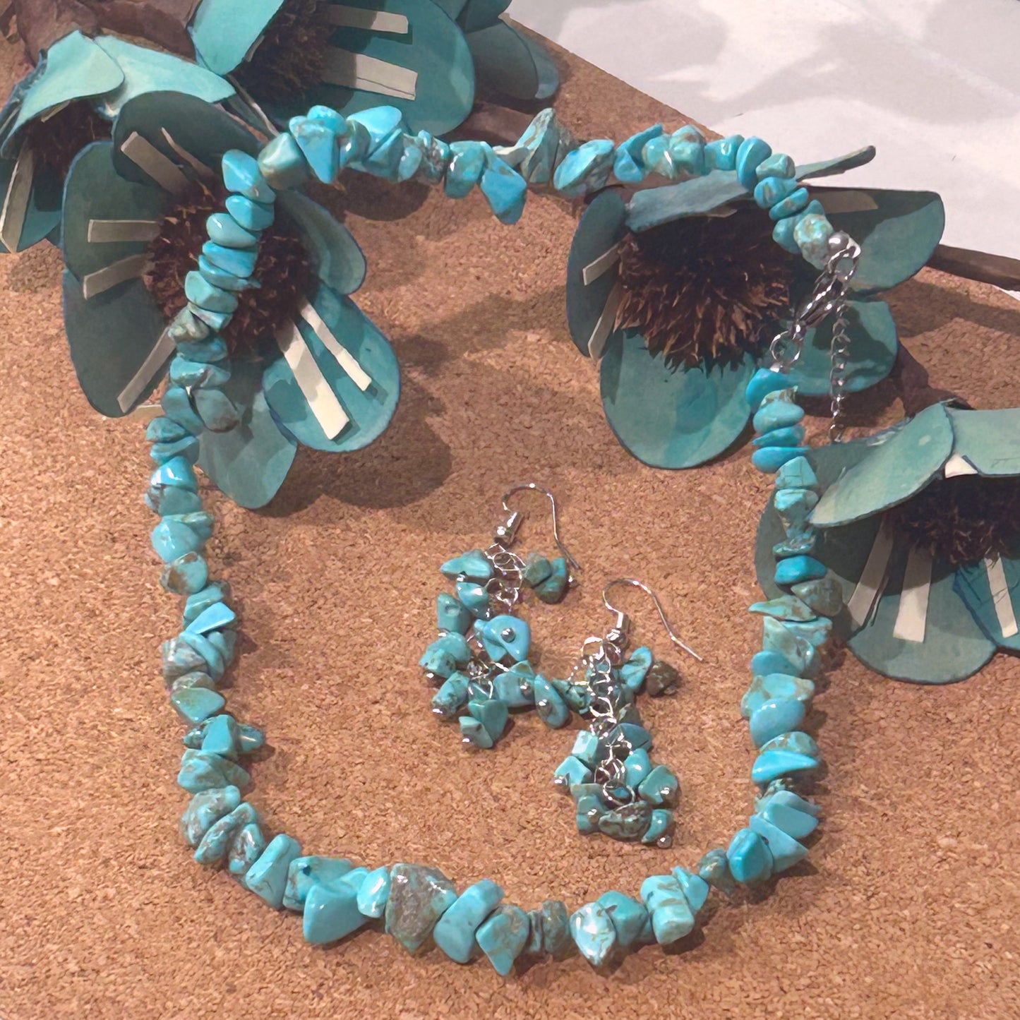 Turquoise Chip Necklace Set image 0