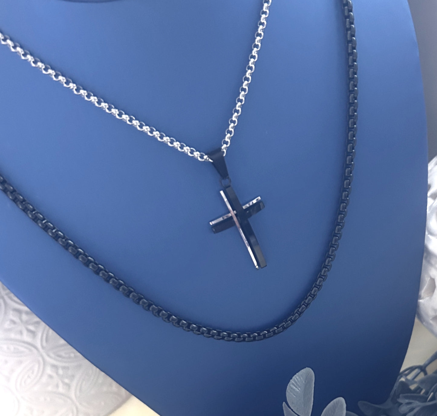 Two Tone Cross Necklace Set image 2