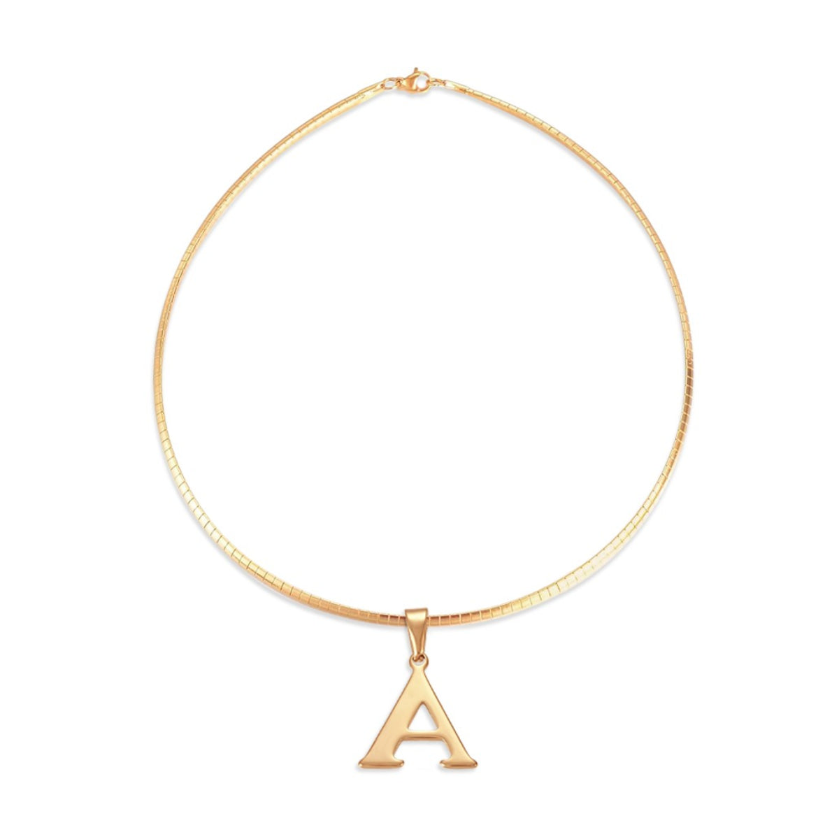 Letter Necklace - Choose Your Initial - Gold or Silver Color - Omega Chain Design