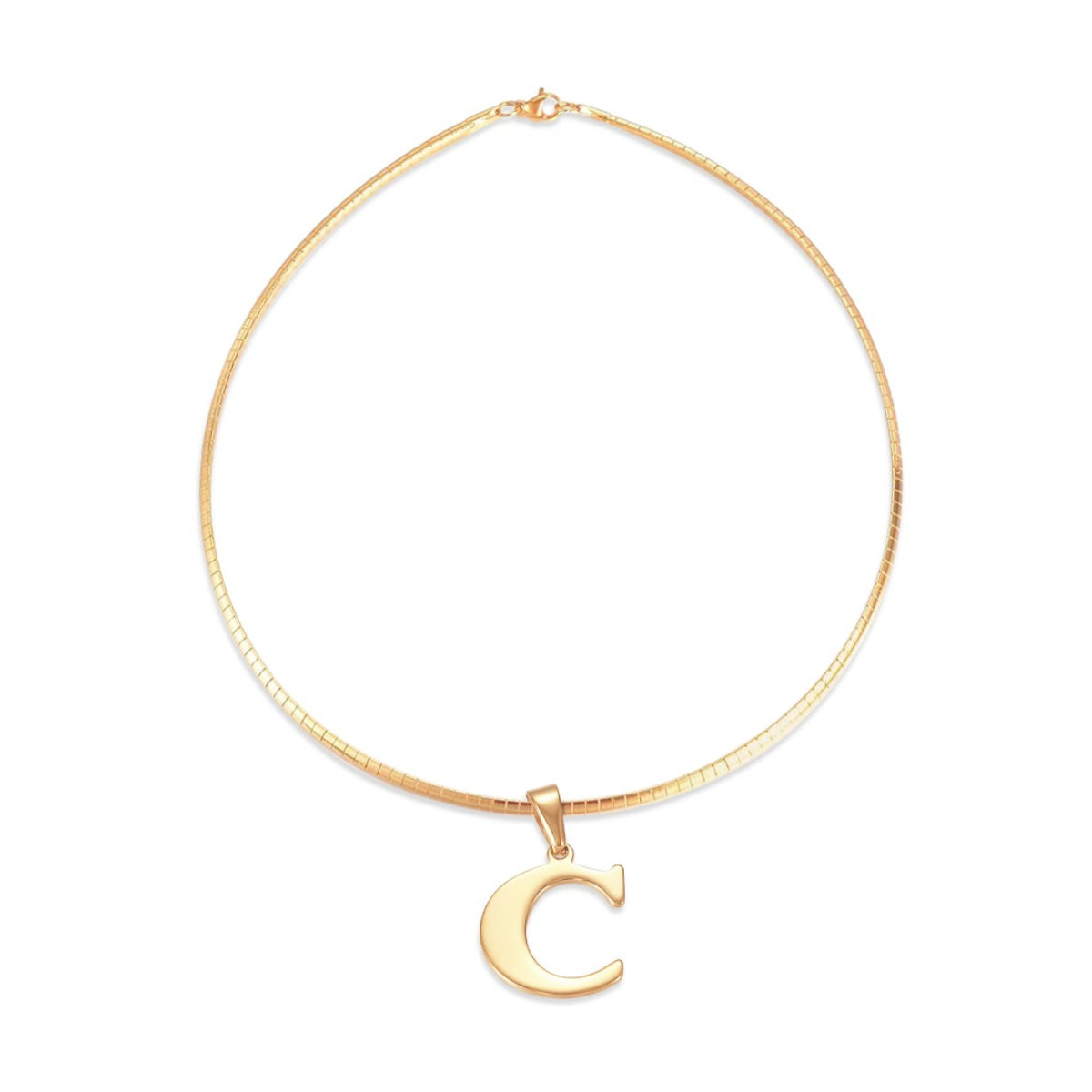 Letter Necklace - Choose Your Initial - Gold or Silver Color - Omega Chain Design