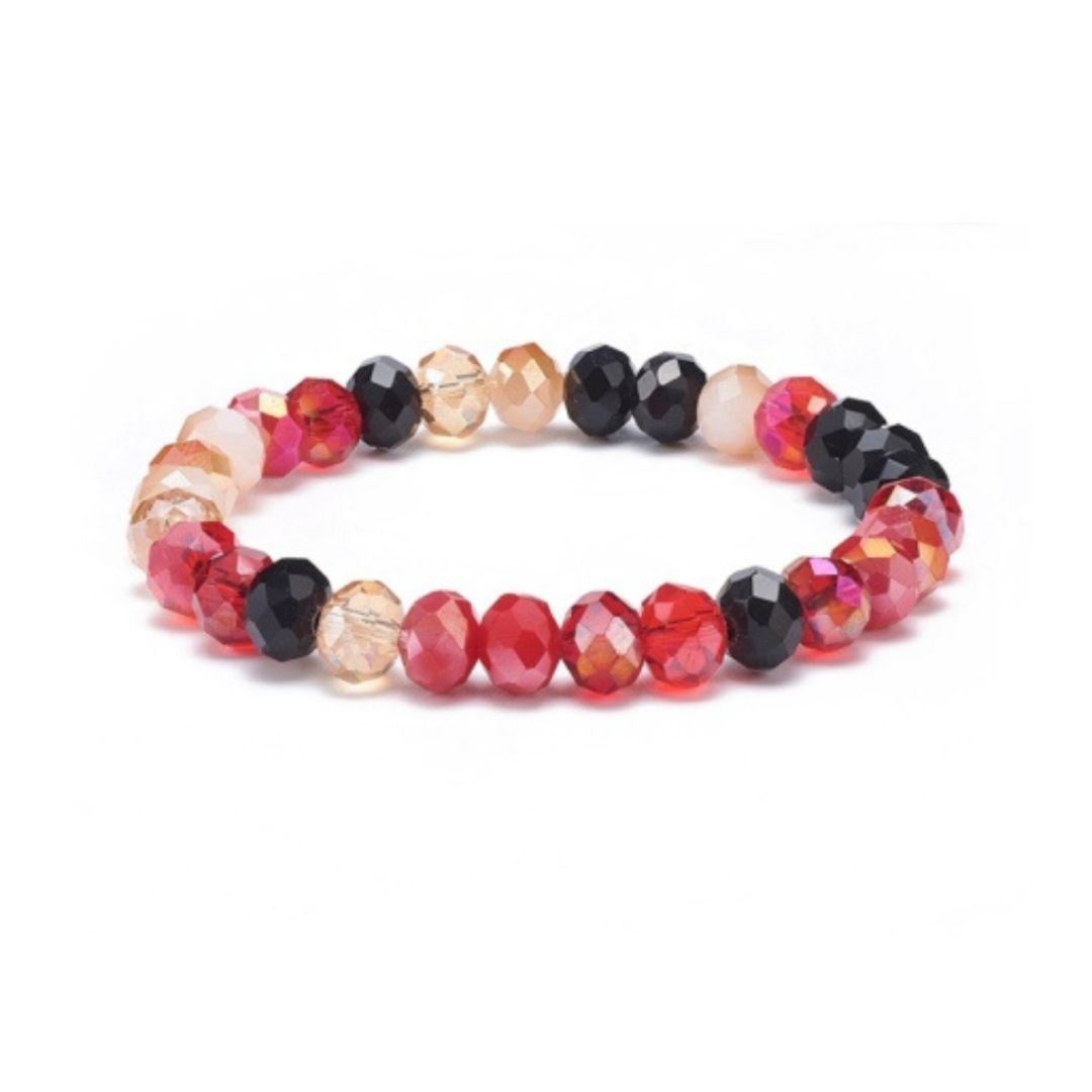 QueLindo - Red Black Crystal Glass Bracelet