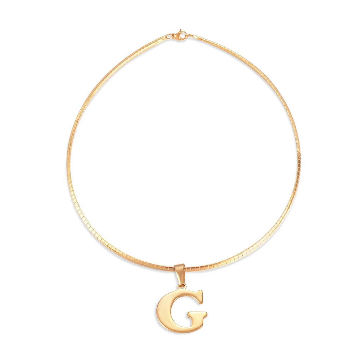 Letter Necklace - Choose Your Initial - Gold or Silver Color - Omega Chain Design