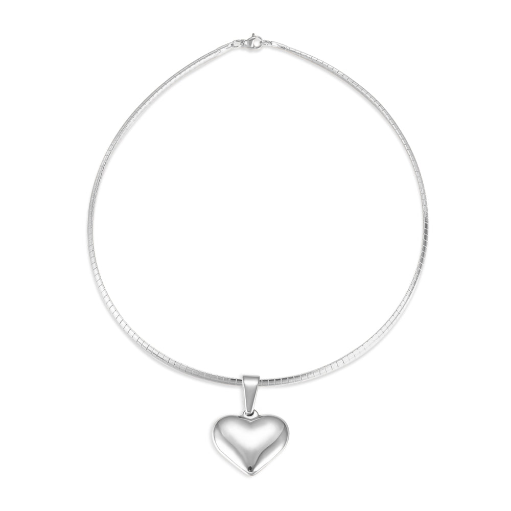Heart Necklace - Bold/Solid Pendant - Gold or Silver Omega Chain -Stainless Steel