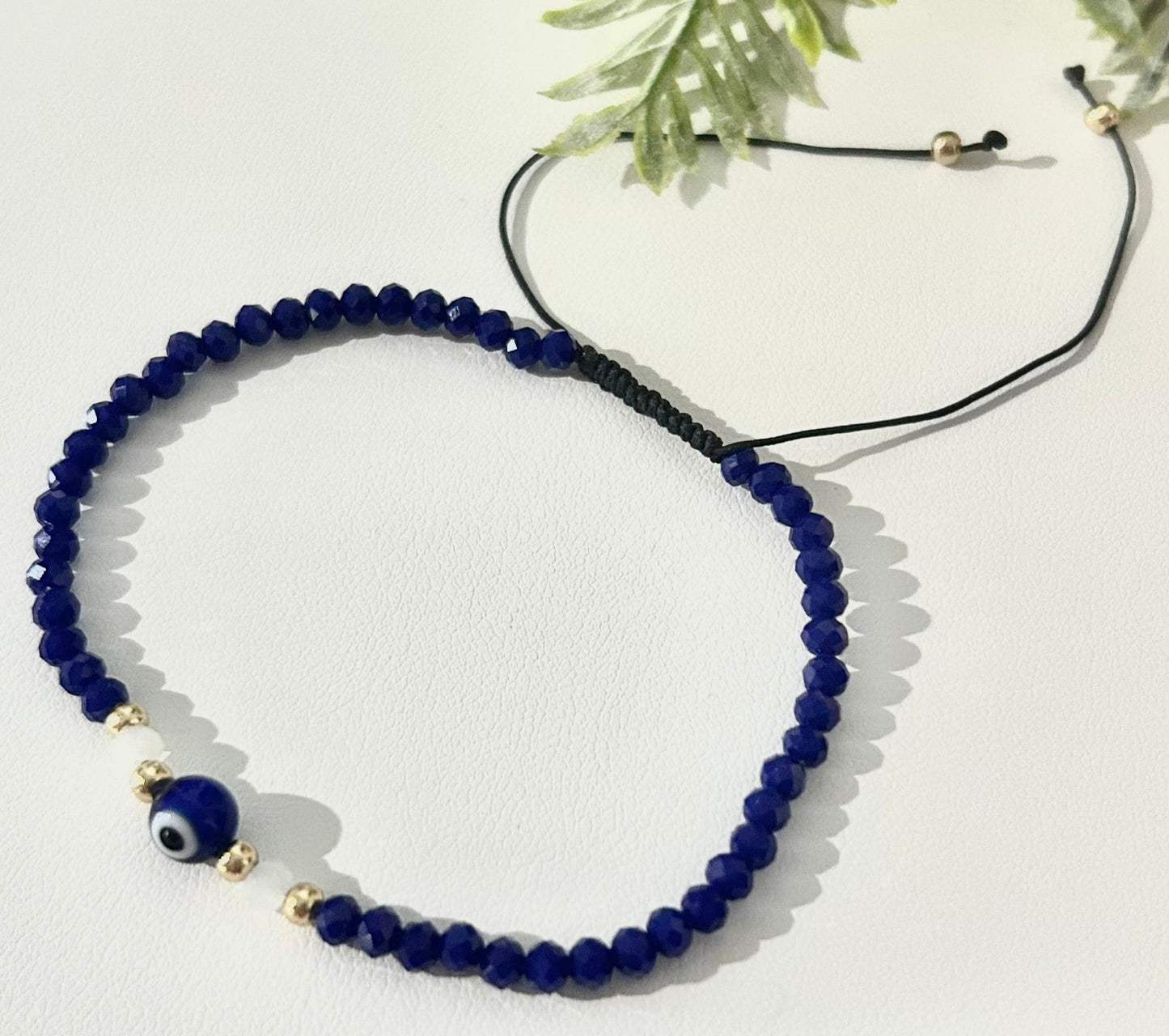 Evil Eye Bracelet - Crystal Faceted Blue or White - Handcrafted Jewelry