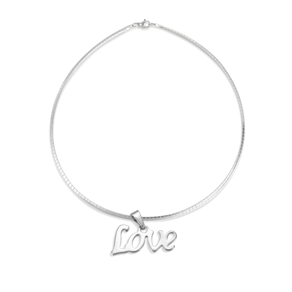 Love Word Pendant - Omega Necklace - Stainless Steel