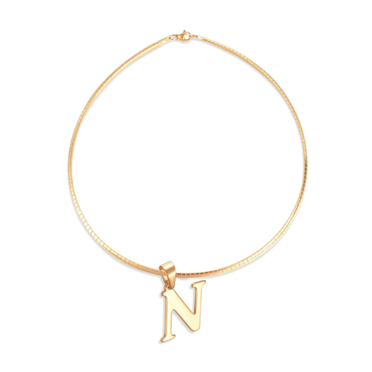 Letter Necklace - Choose Your Initial - Gold or Silver Color - Omega Chain Design
