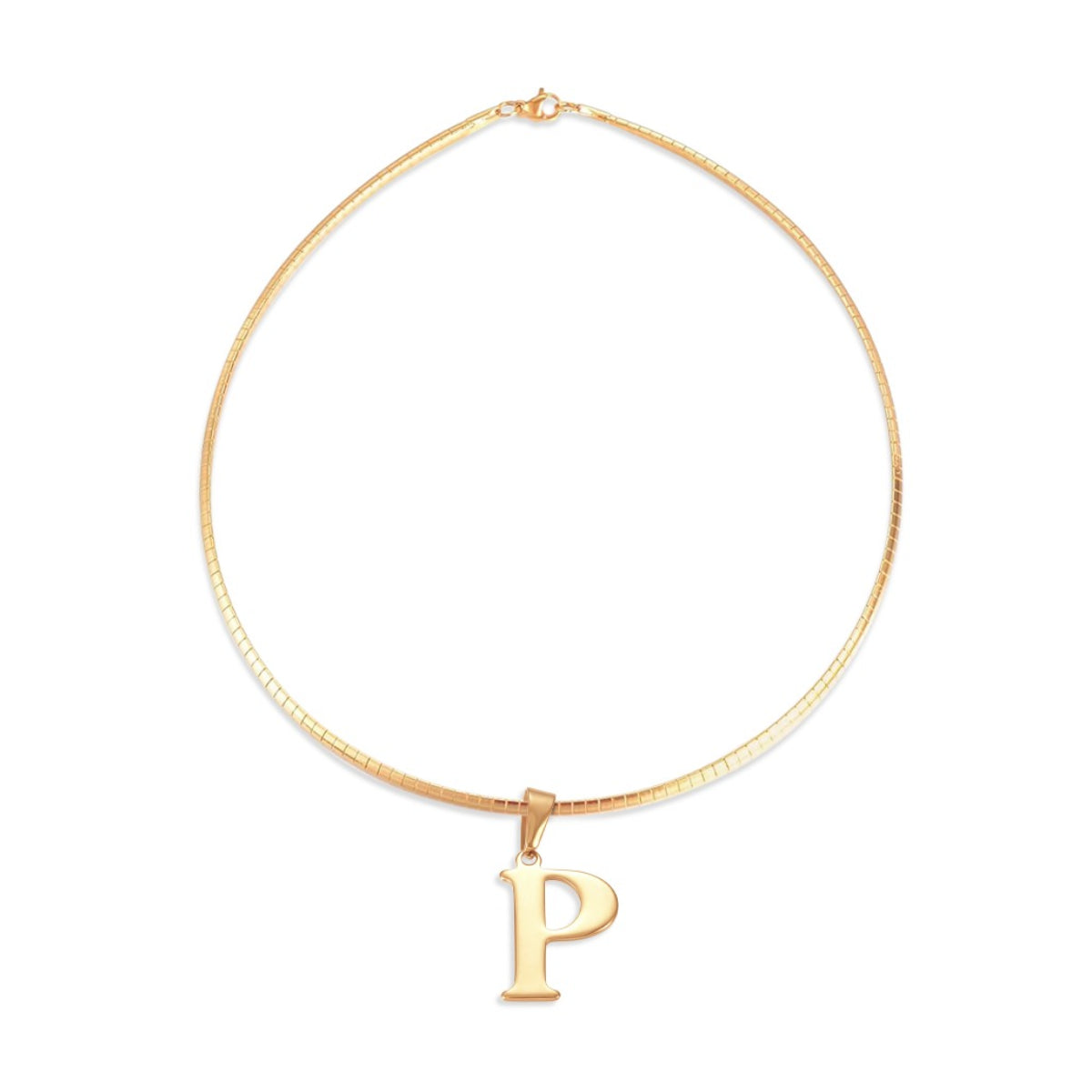 Letter Necklace - Choose Your Initial - Gold or Silver Color - Omega Chain Design