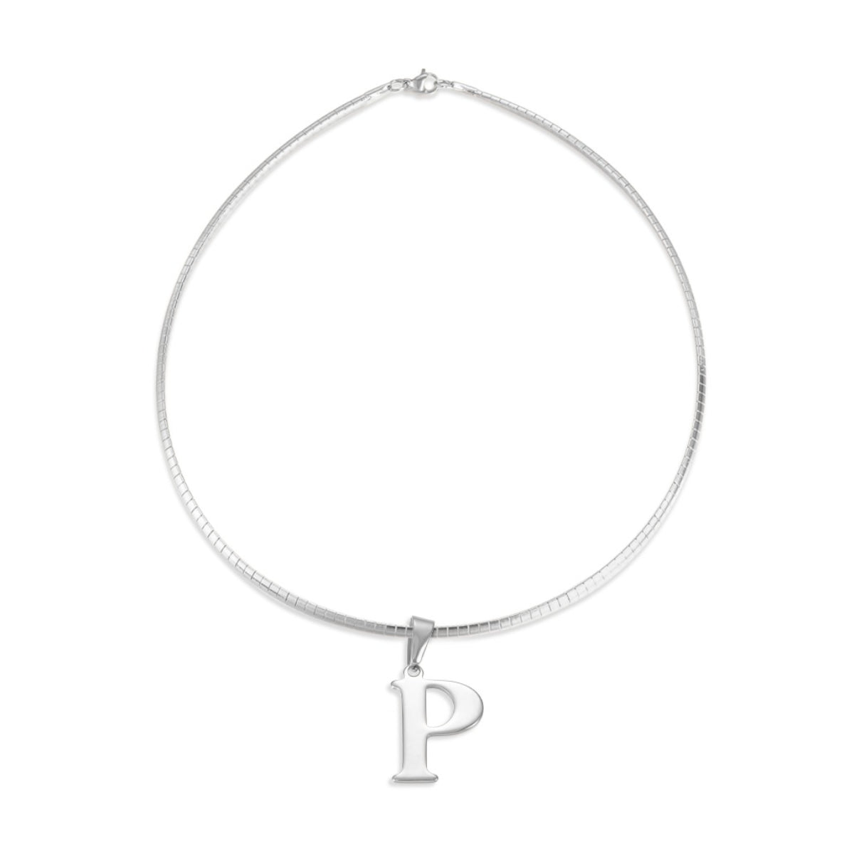 Letter Necklace - Choose Your Initial - Gold or Silver Color - Omega Chain Design