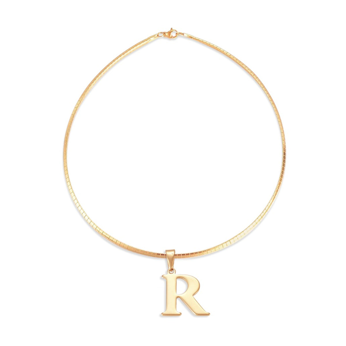 Letter Necklace - Choose Your Initial - Gold or Silver Color - Omega Chain Design