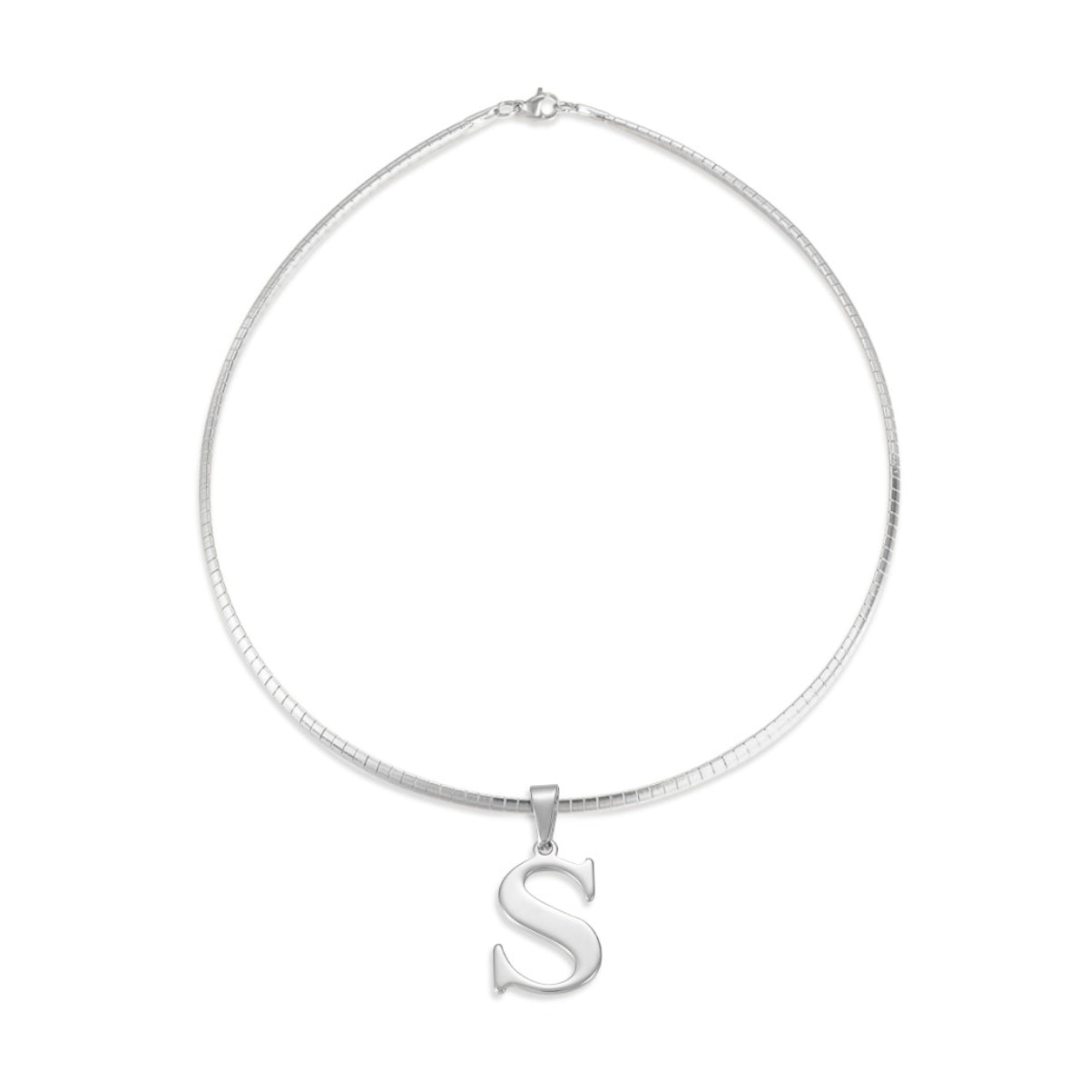 Letter Necklace - Choose Your Initial - Gold or Silver Color - Omega Chain Design