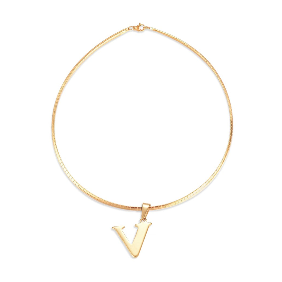 Letter Necklace - Choose Your Initial - Gold or Silver Color - Omega Chain Design