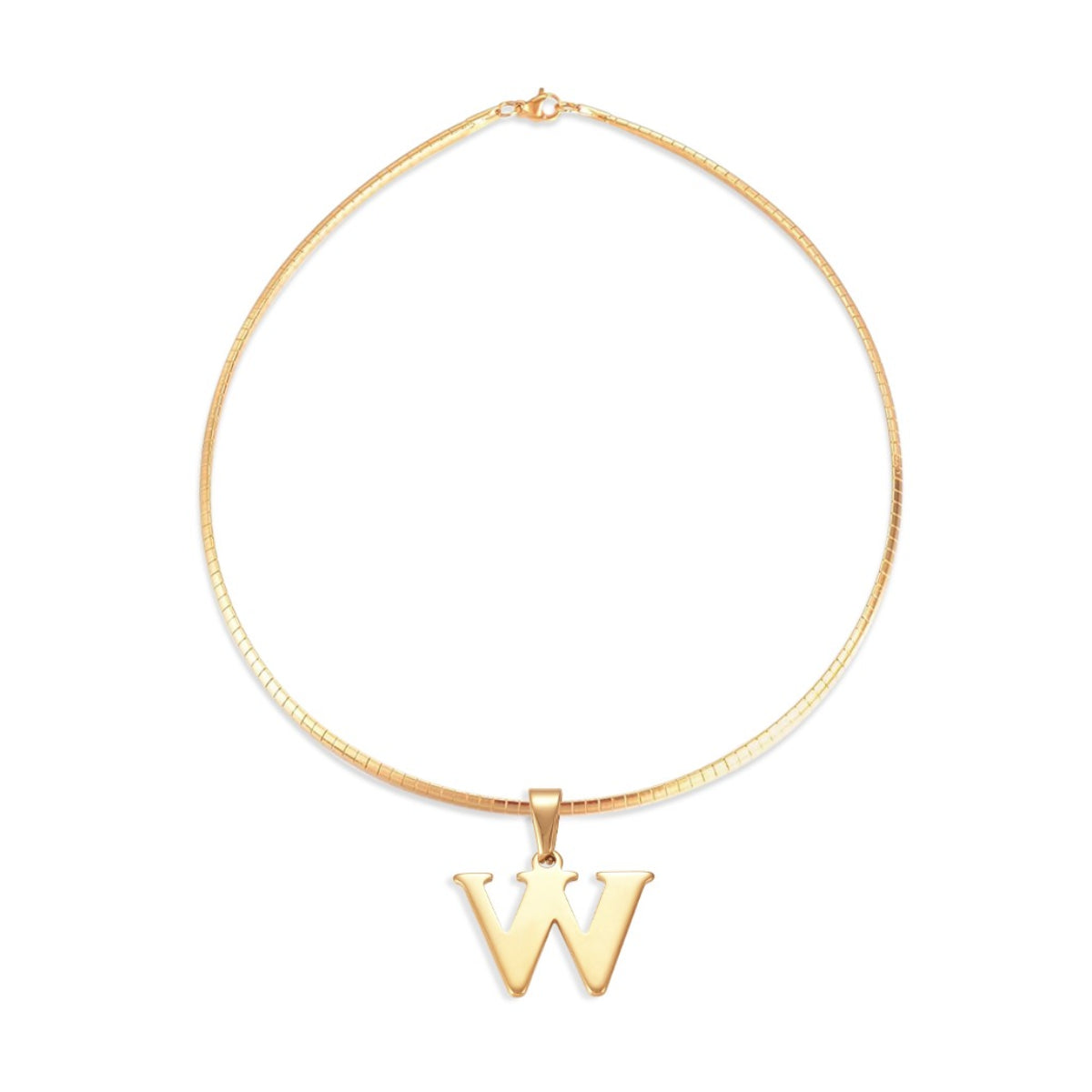 Letter Necklace - Choose Your Initial - Gold or Silver Color - Omega Chain Design