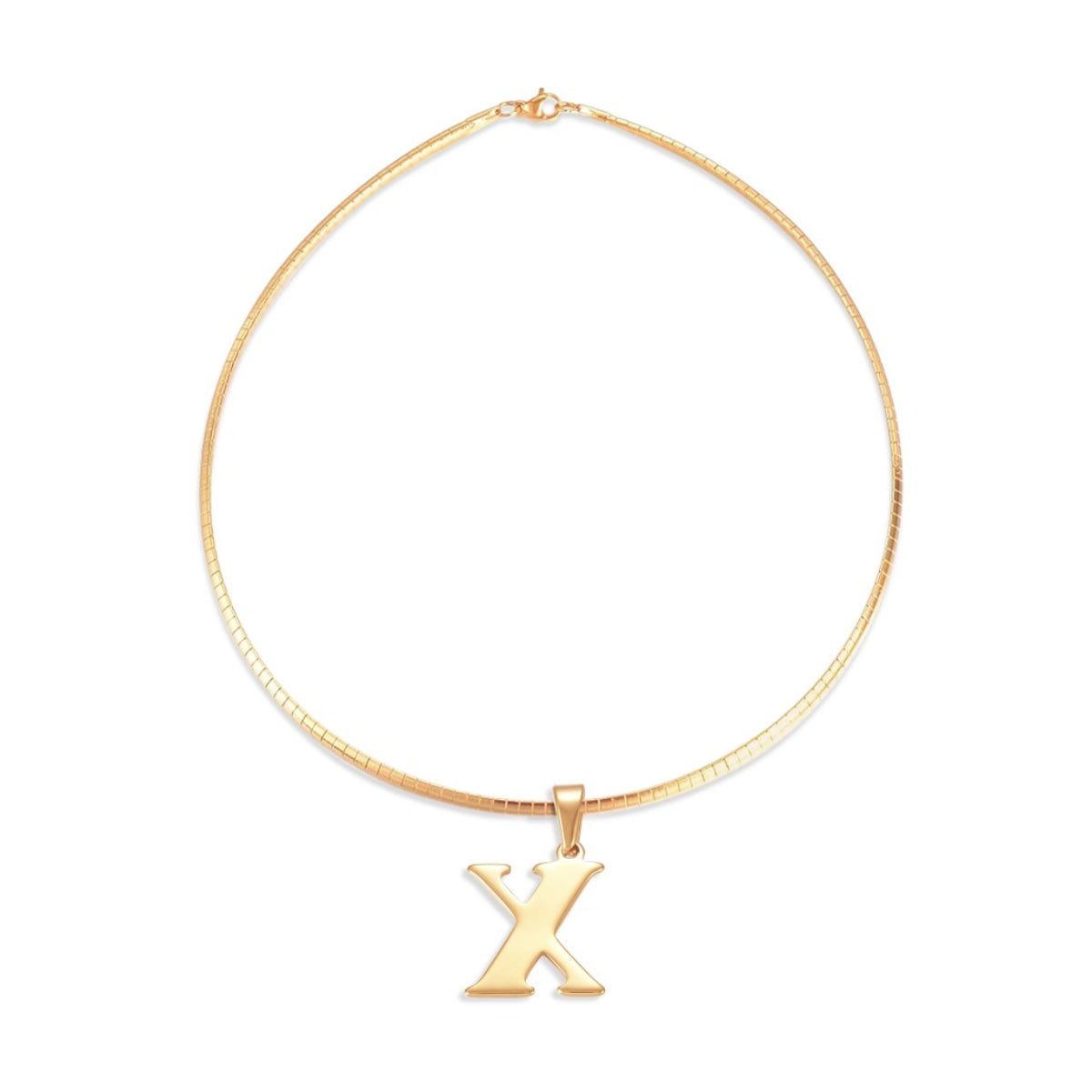 Letter Necklace - Choose Your Initial - Gold or Silver Color - Omega Chain Design