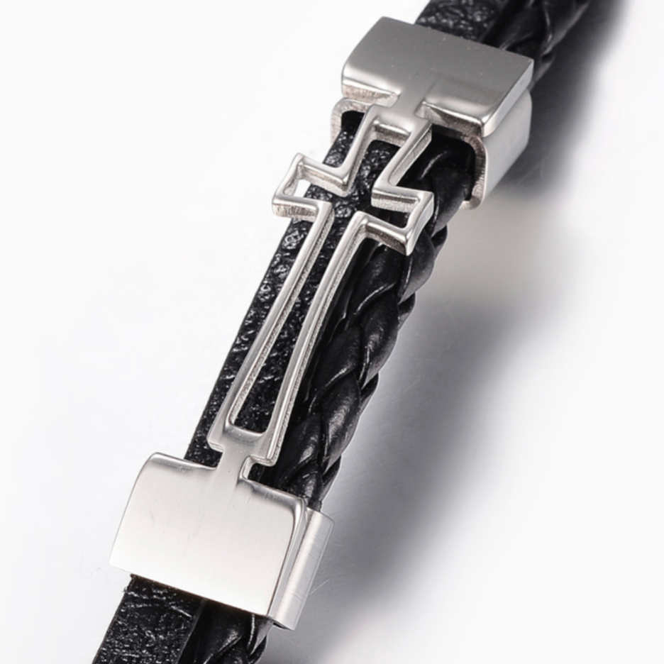 Cross Leather Bracelet image 1