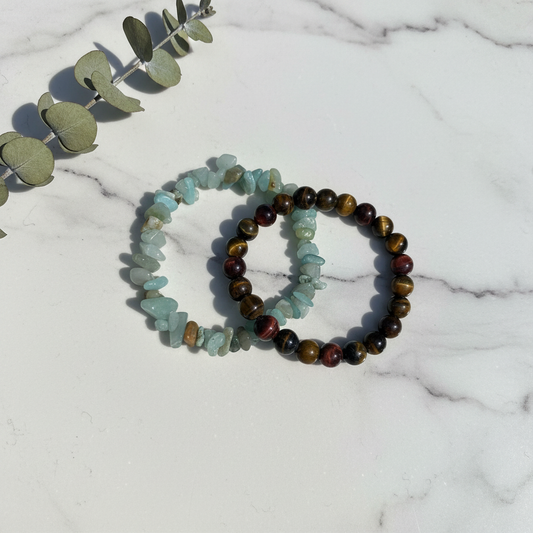 Amazonite + Tiger Eye - Minimal elegant flatlay