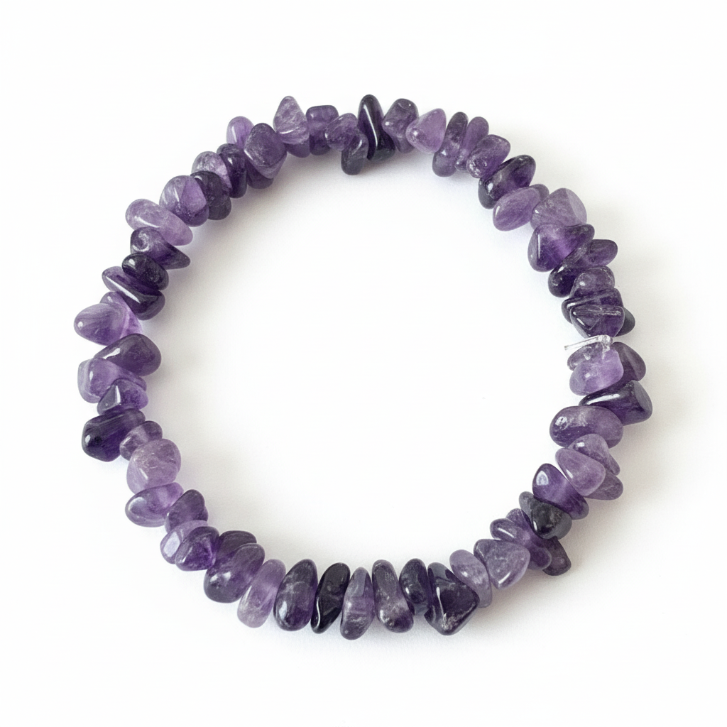 Amethyst Chip Bracelet - White Background
