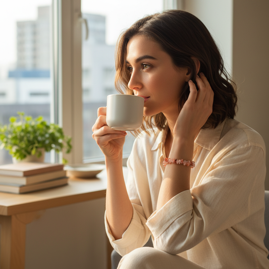 Carnelian Rose Quartz Chip Bracelet - Everyday Lifestyle