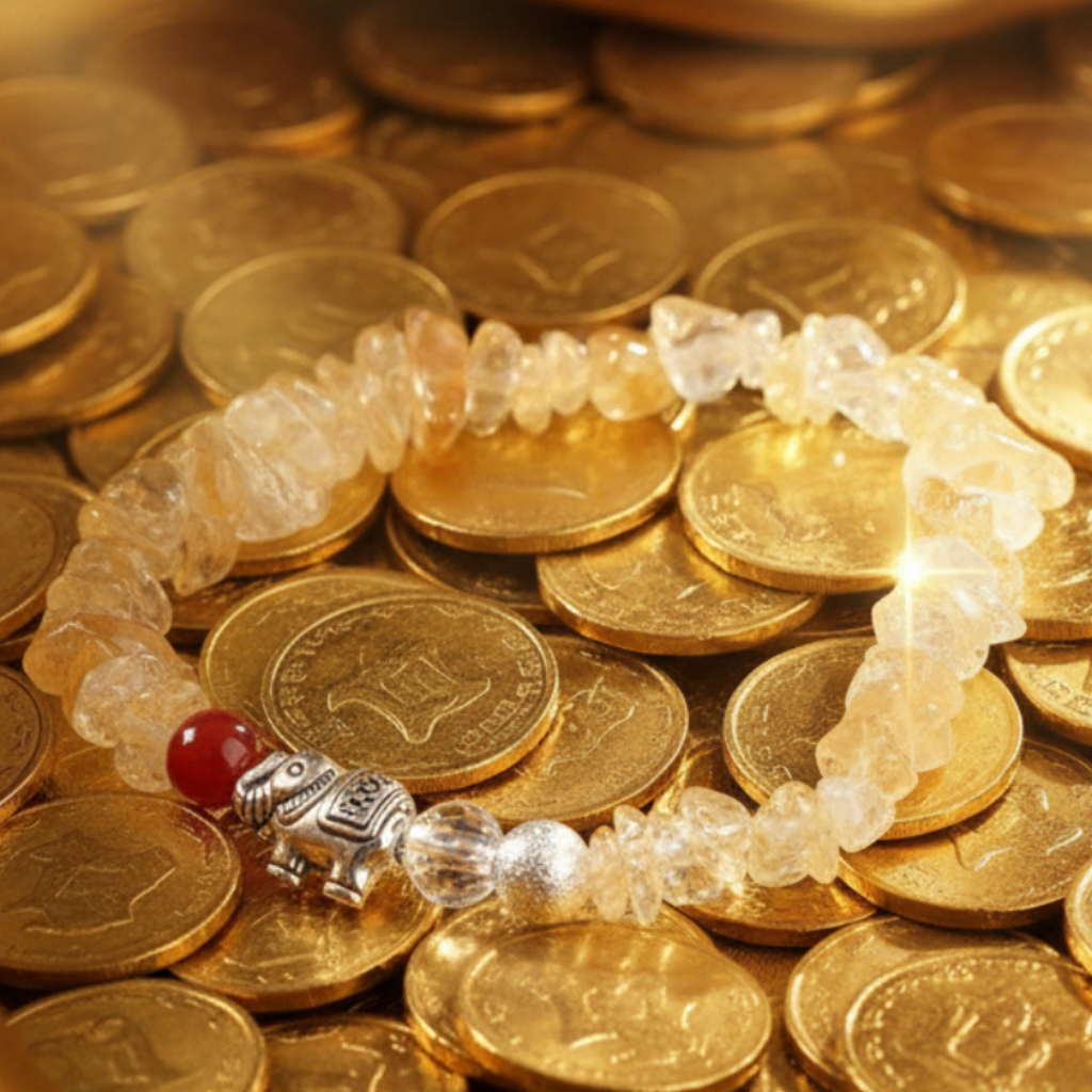 Citrine bracelet with gold coins