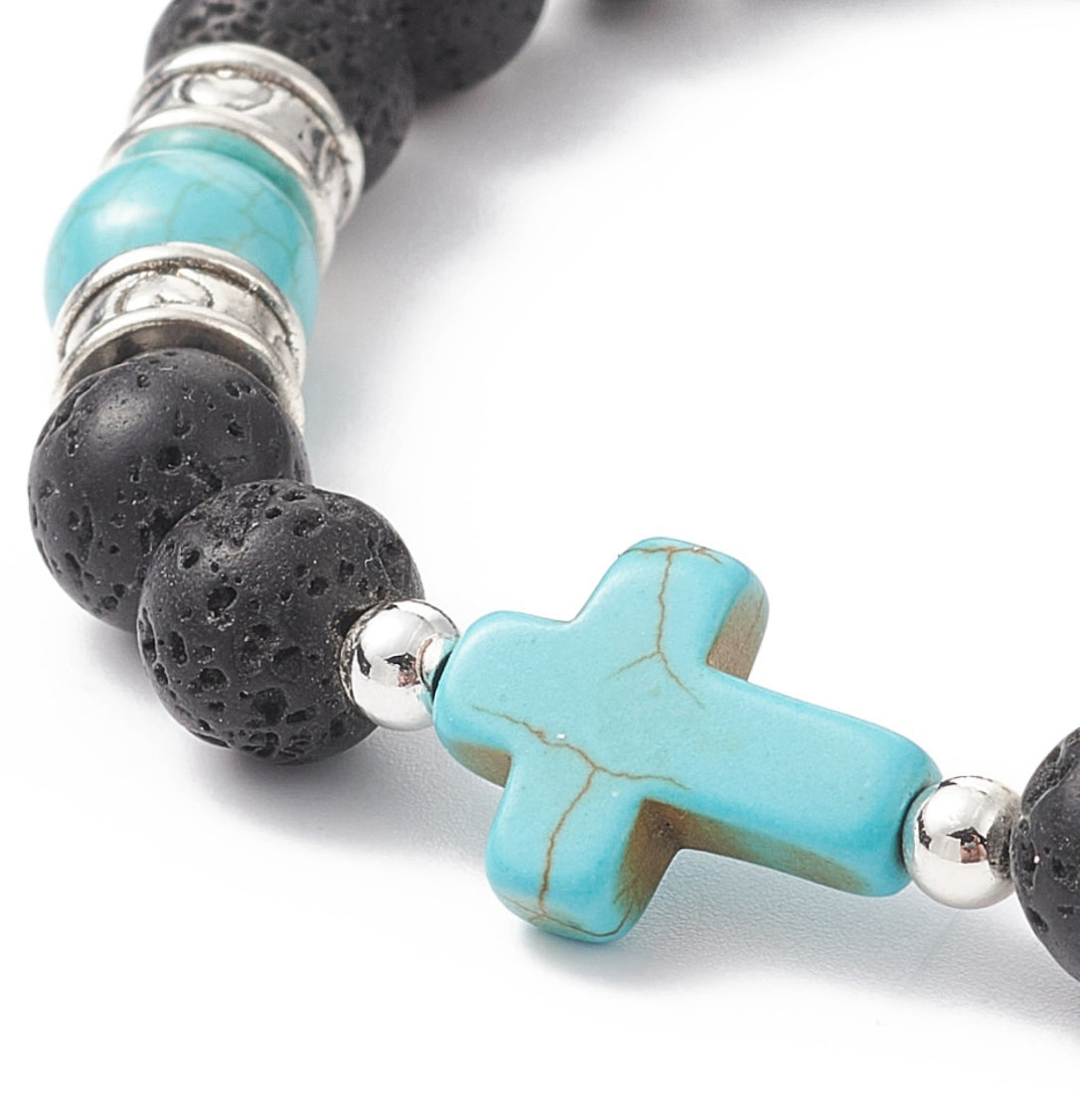 Lava Rock & Turquoise Bracelet image 1