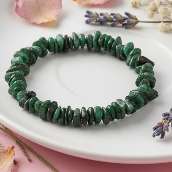 Emerald Beryl Chip Bracelet - Styled Background