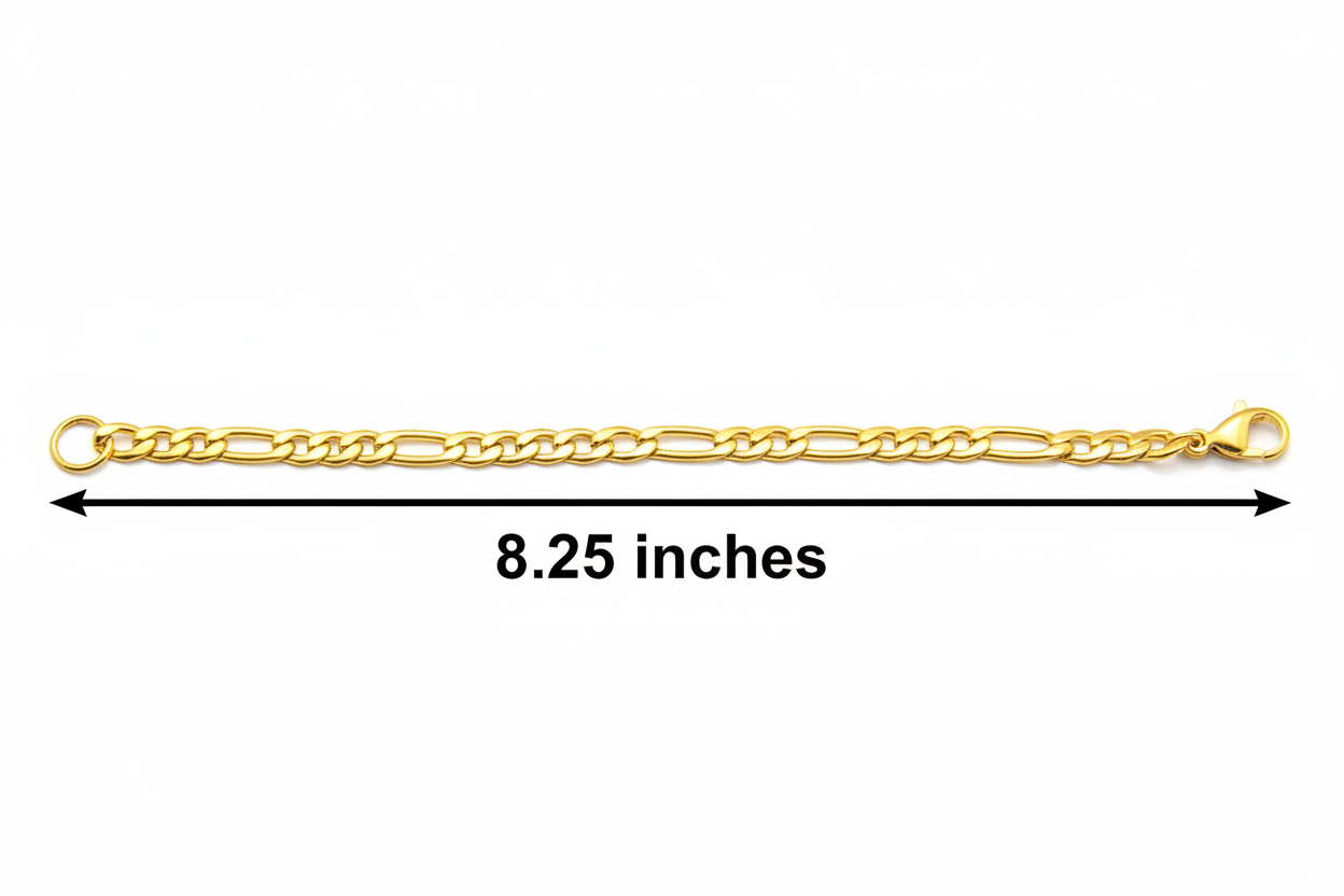 Gold Figaro Bracelet - 8.25 inch Length