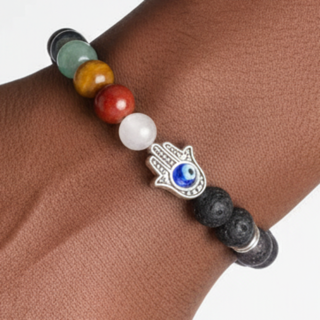 Lava Stone Bracelet on Afro Model
