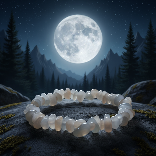 Natural Moonstone Chip Bracelet - Real Moon Landscape