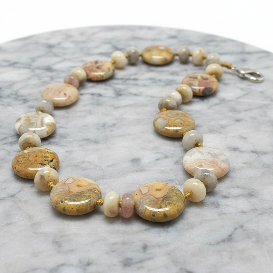 Necklace on marble surface