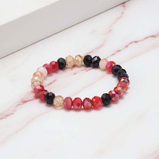 Pulsera Cristales - Minimalista con Vetas Rojas