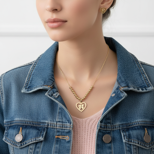 Set Love Knots dorado con denim jacket