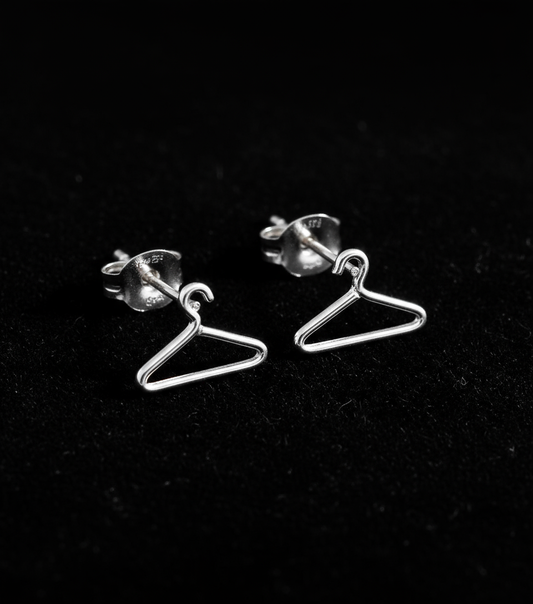 Silver Hanger Earrings with Push-Backs on Black Velvet