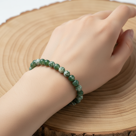 Tree Agate Bracelet Small Beads on Hand