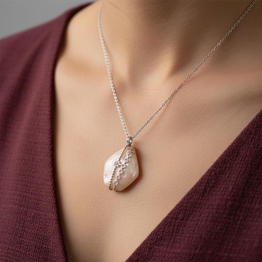 Zoom en el pendiente de concha - burgundy