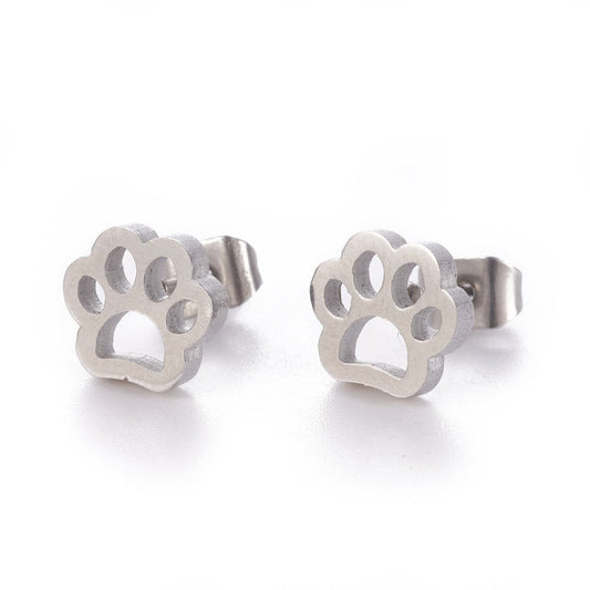 Cute Dog Paw Stud Earrings - Stainless Steel Waterproof Pet Lover Jewelry