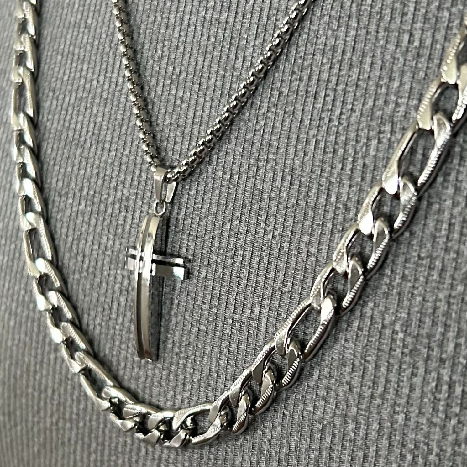 Cross Figaro Necklace Set image 1