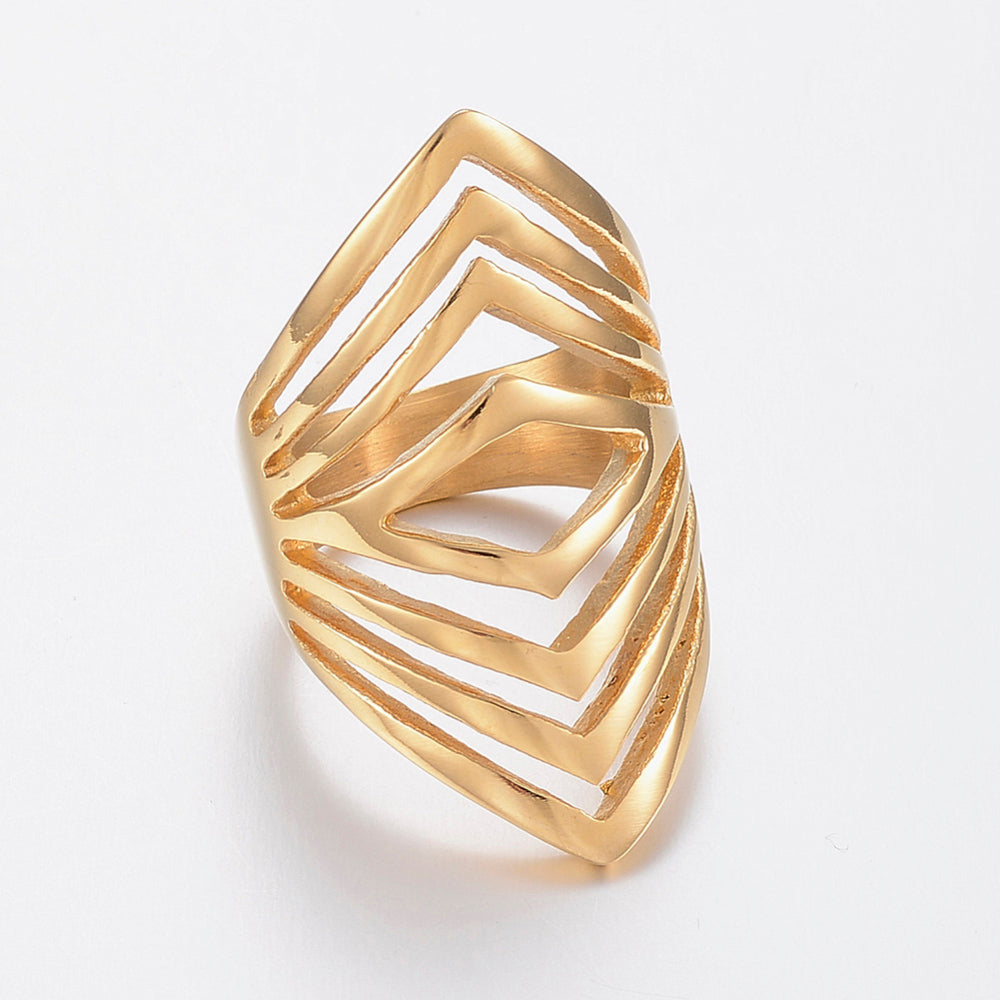 🔥 Trendy Geometric Ring - Gold Stainless Steel Size 9 - Only 3 Left!