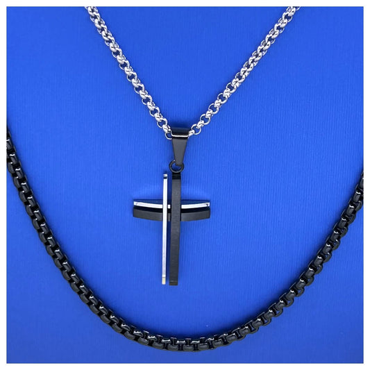 Two Tone Cross Necklace Set image 0