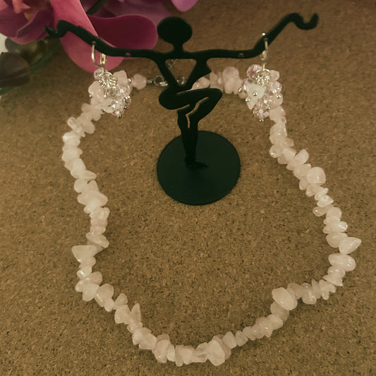 Rose Quartz Chip Necklace Set image 0