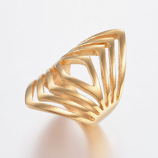 🔥 Trendy Geometric Ring - Gold Stainless Steel Size 9 - Only 3 Left!