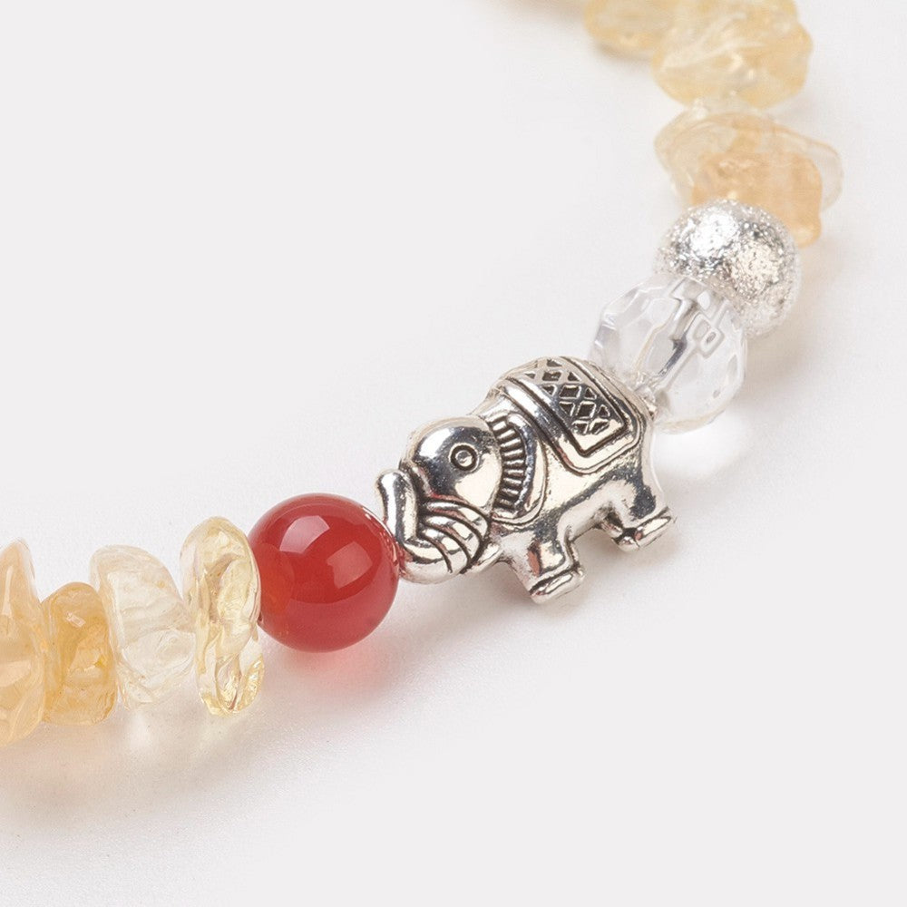 QueLindo - Citrine Bracelet with Tibetan Elephant Charm - Abundance & Prosperity