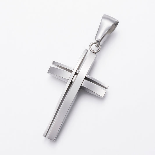 Stainless Steel Cross Pendant - Modern Religious Jewelry