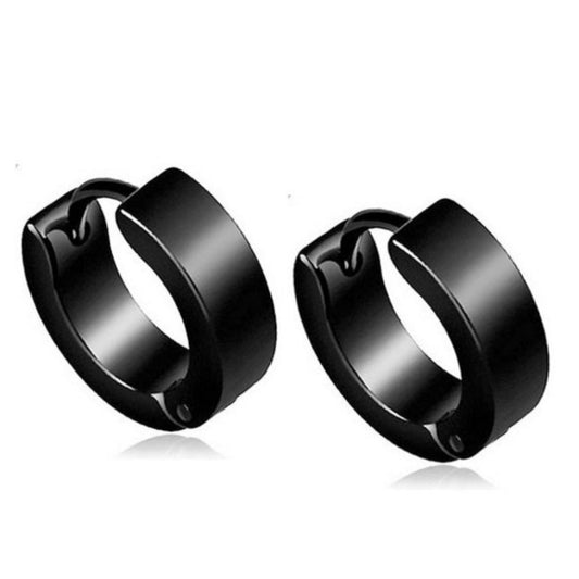 Stainless Steel Clip-On Hook Earrings - Black or Silver