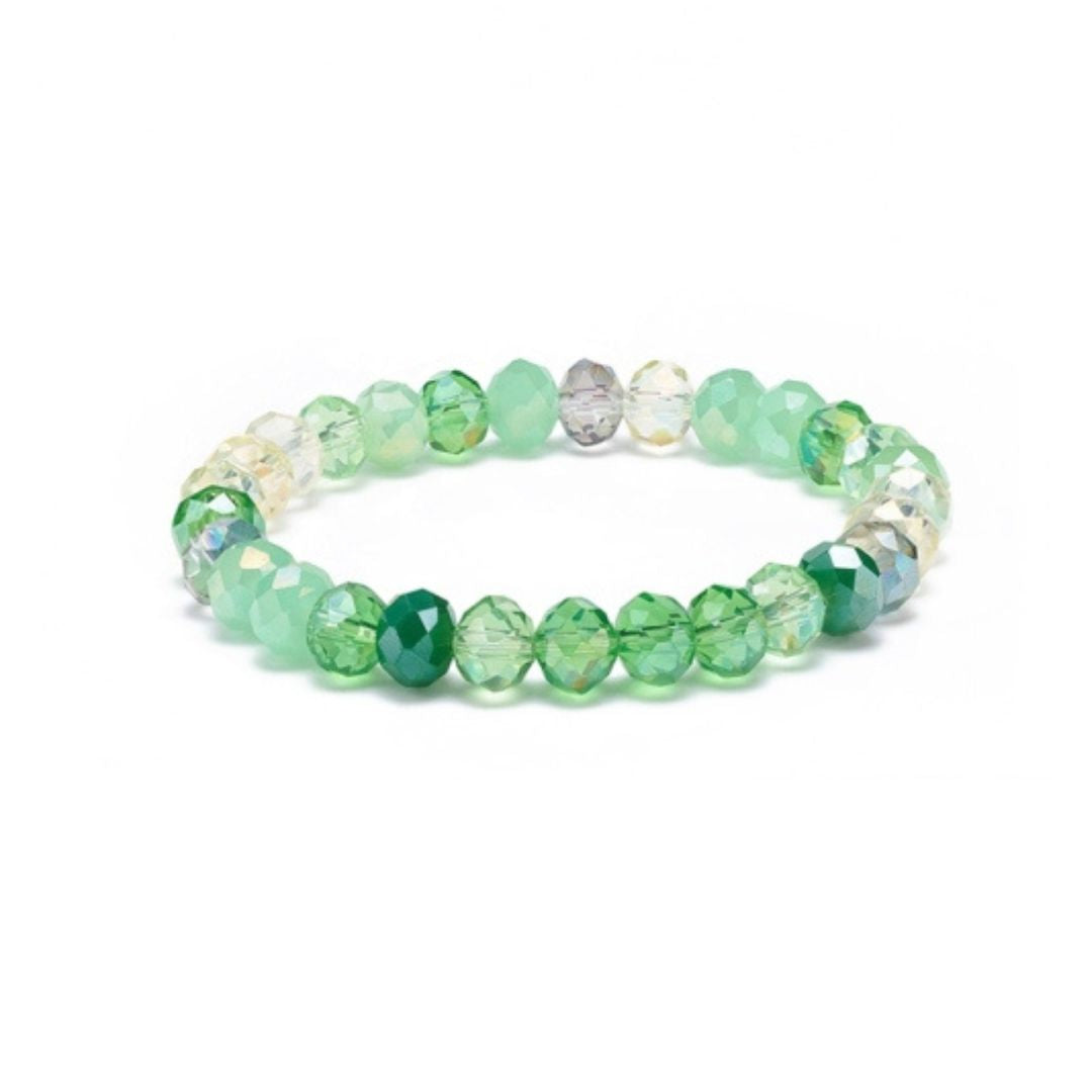 QueLindo - Green Faceted Crystal Glass Bracelet