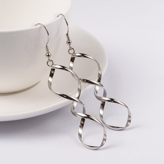 Spiral Helix Drop Earrings - Stainless Steel