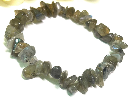 Natural Prehnite Chip Bracelet - Handcrafted Green Gemstone Healing Jewelry