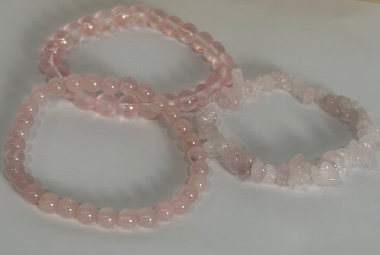 Rose Quartz Bracelet Set  &  Glass Beads