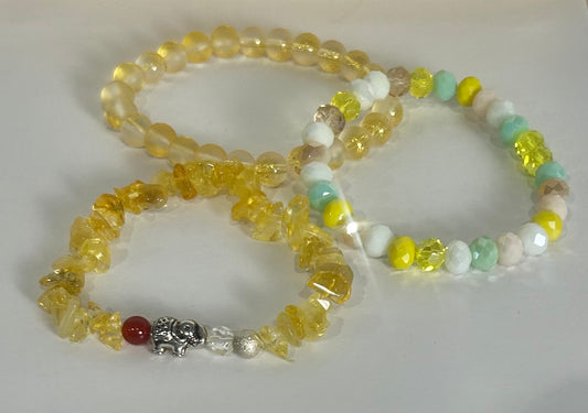 Natural Citrine & Glass Crystal - Bracelet Set