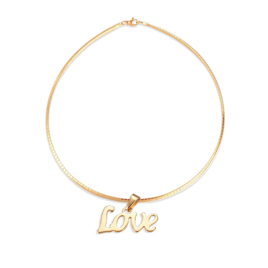 Love Word Pendant - Omega Necklace - Stainless Steel